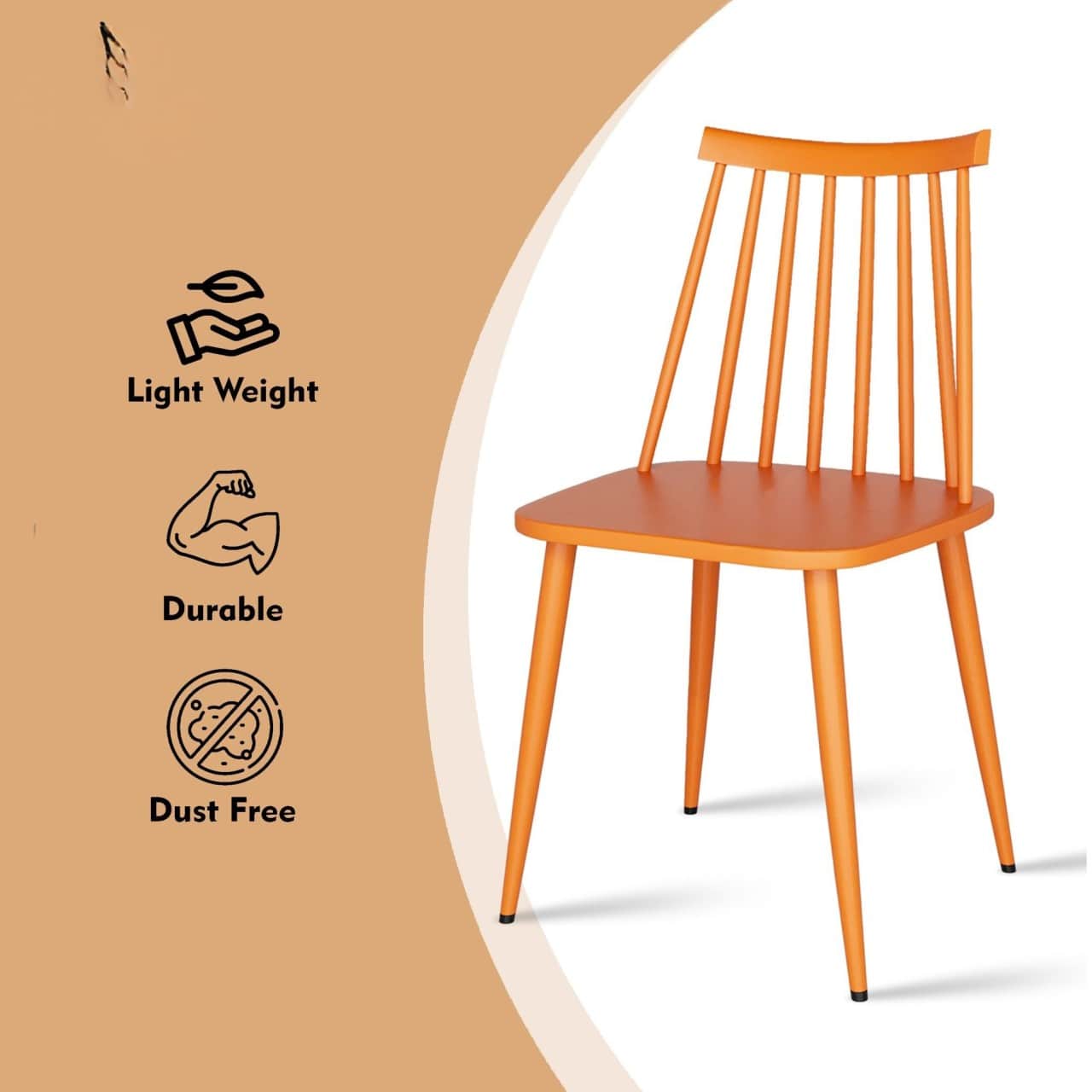 Argo Plastic Dining Chair (Orange) - rear_view