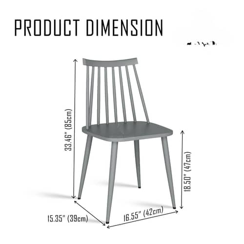 Argo Set of 2 Plastic Dining Chair (Grey)