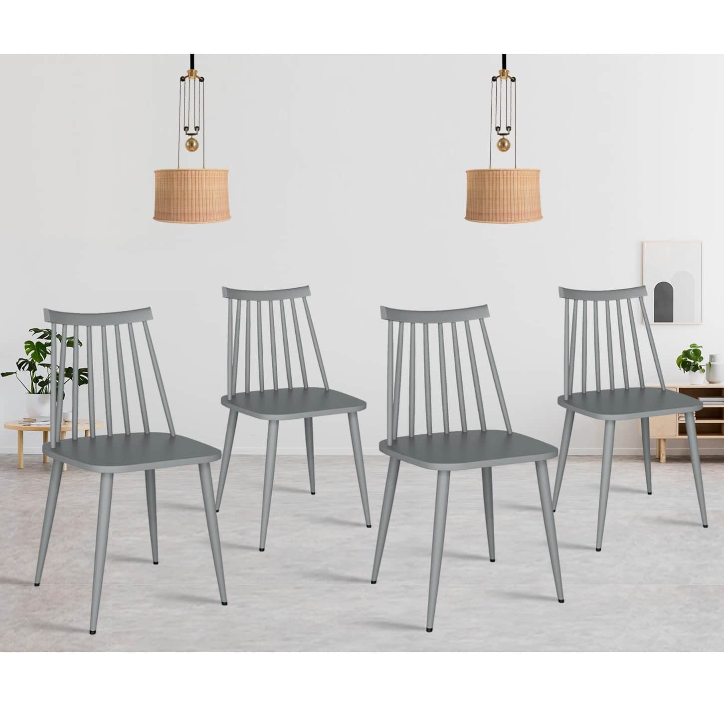 Argo Set of 2 Plastic Dining Chair (Grey) - rear_view