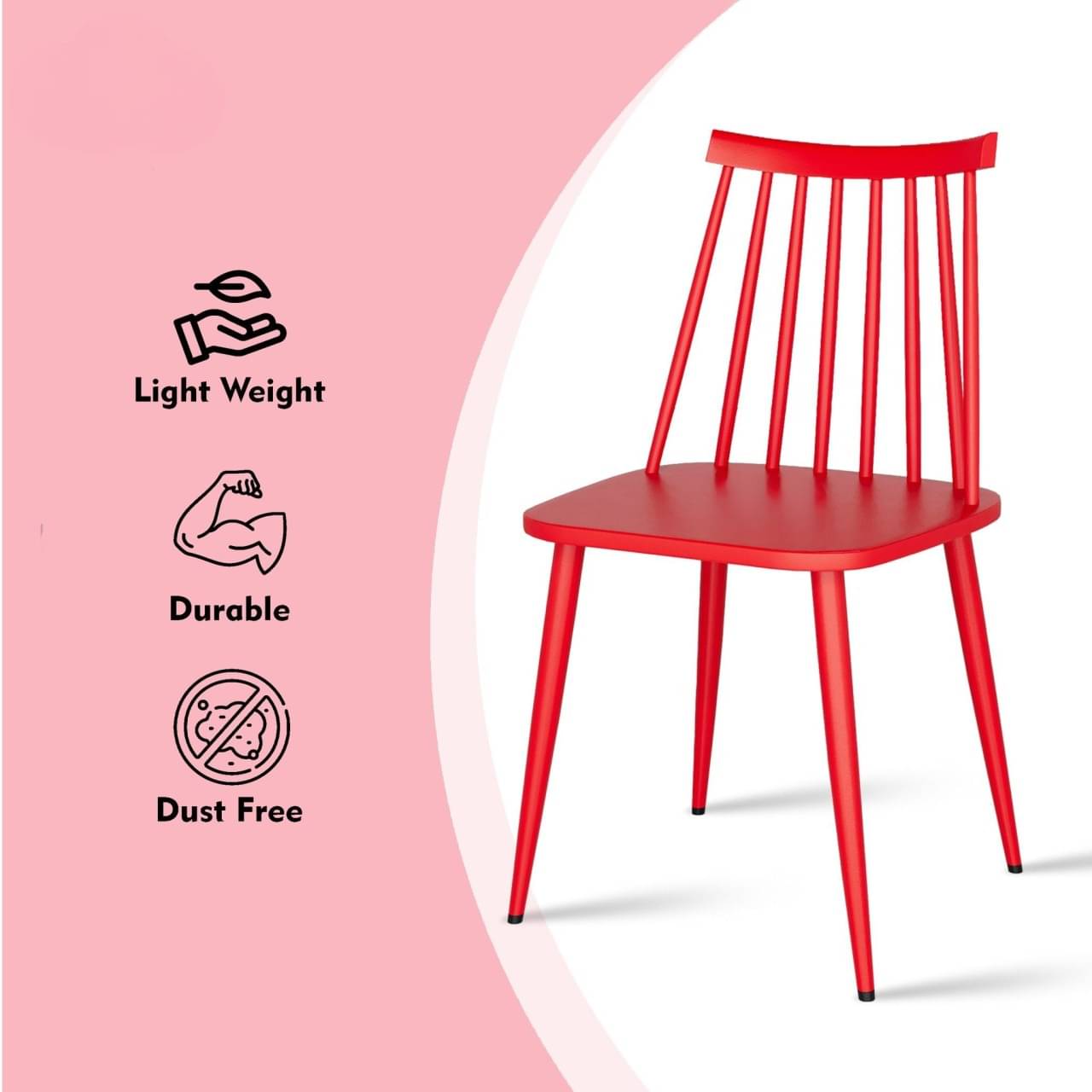 Argo Set of 2 Plastic Dining Chair (Red)