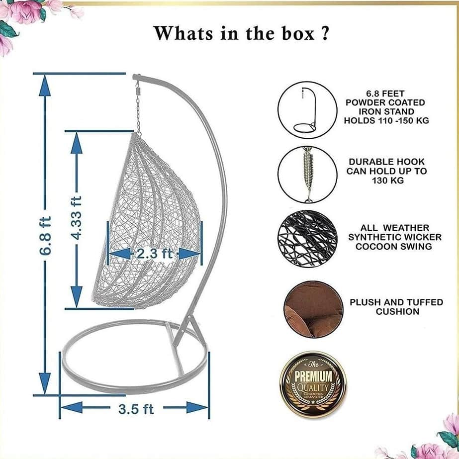 Swing Chair Hammock with Stand and Cushion - rear_view