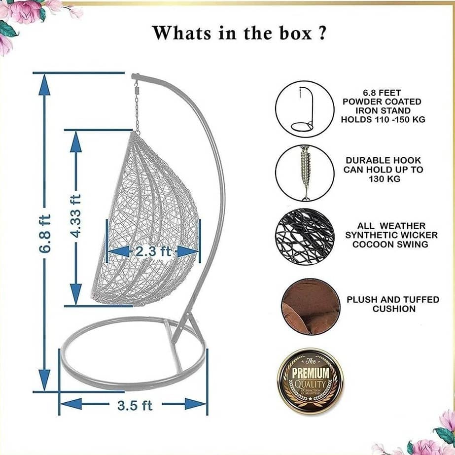 Swing Chair Hammock with Stand and Cushion