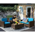 Argo Wicker Outdoor Patio Furniture Set with Table (Blue) - photo