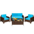 Argo Wicker Outdoor Patio Furniture Set with Table (Blue) - front_view