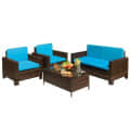 Argo Wicker Outdoor Patio Furniture Set with Table (Blue) - top_view