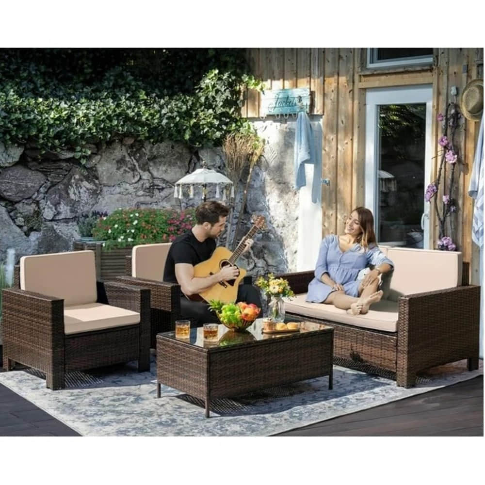 Argo Wicker Outdoor Patio Furniture Set with Table - photo