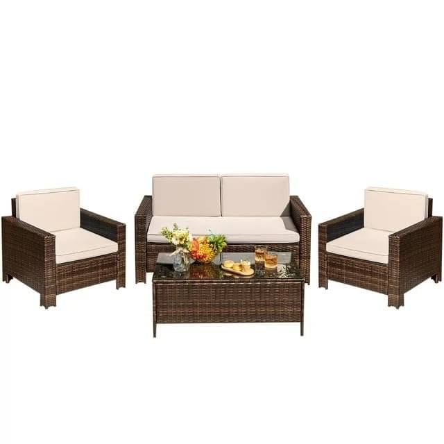 Argo Wicker Outdoor Patio Furniture Set with Table