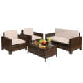 Argo Wicker Outdoor Patio Furniture Set with Table - top_view