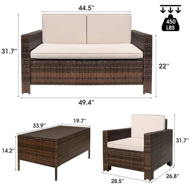 Argo Wicker Outdoor Patio Furniture Set with Table