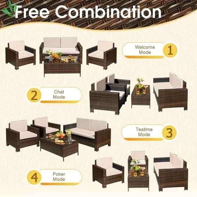 Argo Wicker Outdoor Patio Furniture Set with Table