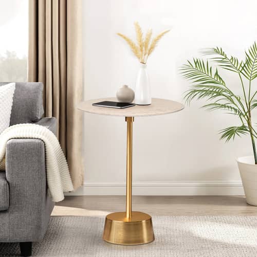 Bristol End Table In White & Gold Colour