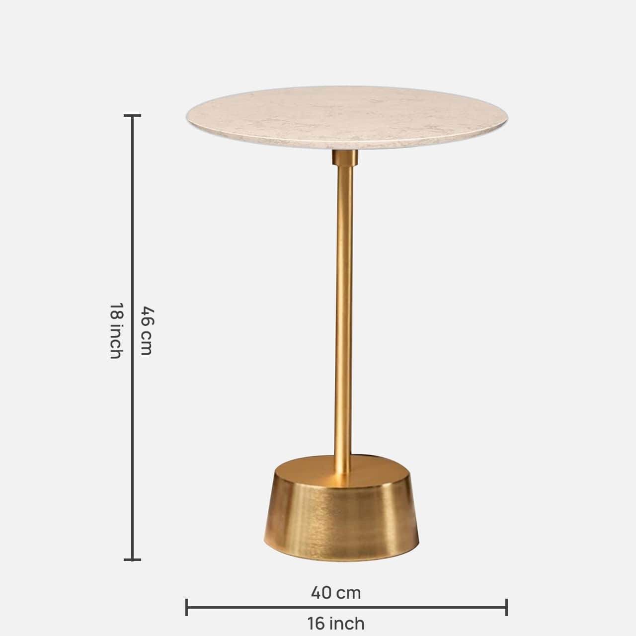 Bristol End Table In White & Gold Colour - top_view