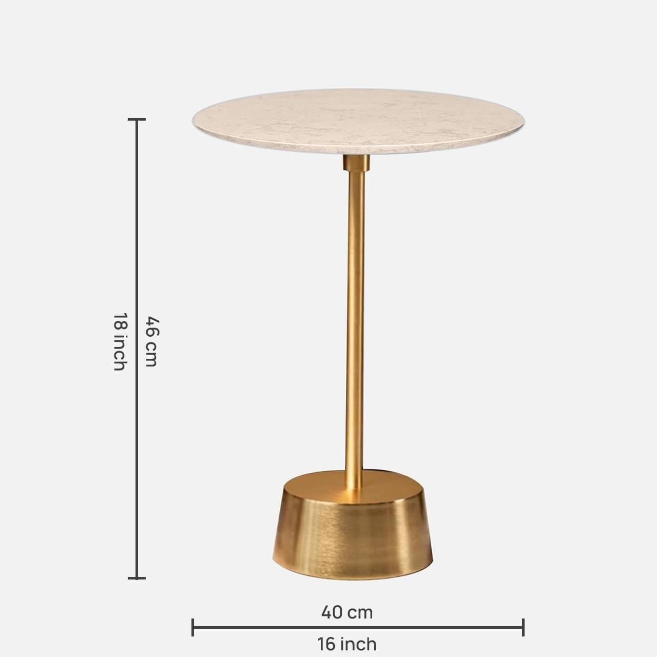 Bristol End Table In White & Gold Colour