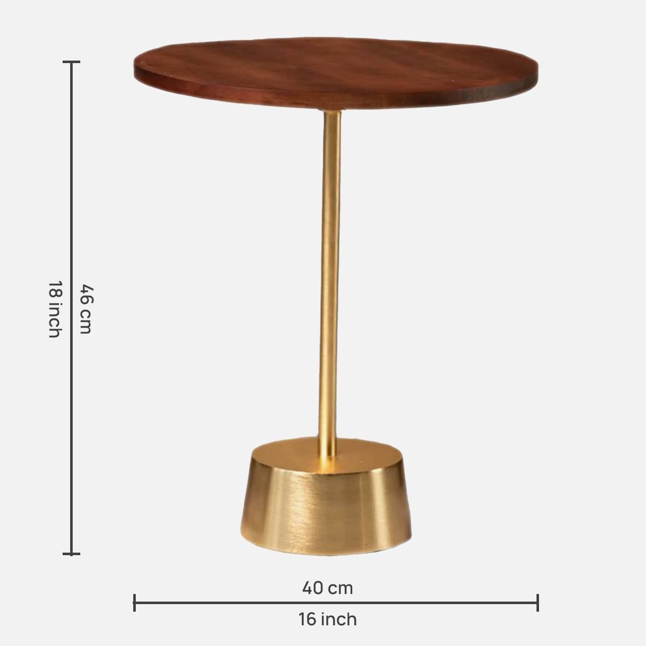 Bristol End Table In Walnut & Gold Colour