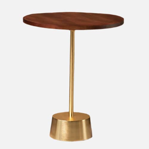 Bristol End Table In Walnut & Gold Colour