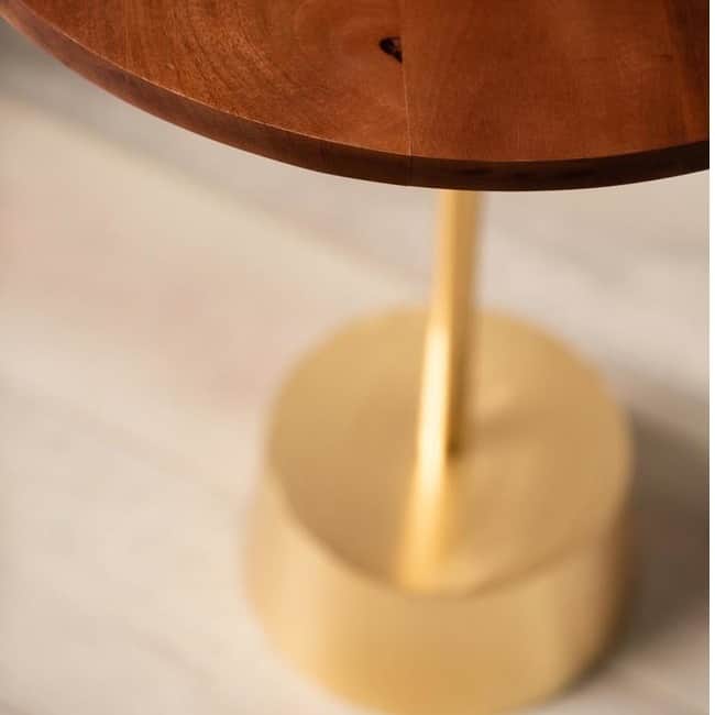 Bristol End Table In Walnut & Gold Colour - rear_view