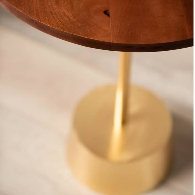 Bristol End Table In Walnut & Gold Colour