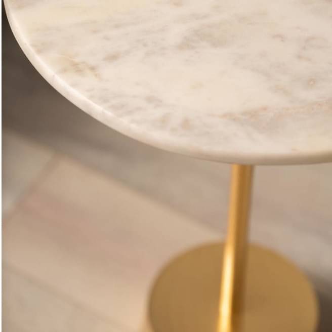 Bristol End Table In White & Gold Colour