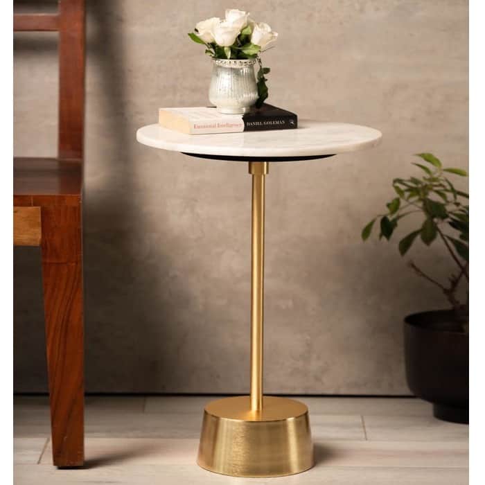 Bristol End Table In White & Gold Colour - left_view