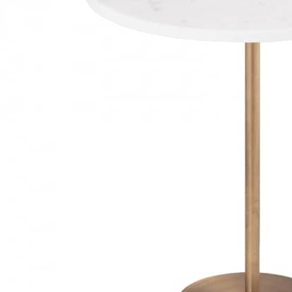 Bristol Marble Top End Table in White & Gold Finish