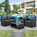 4 PCS Wicker Rattan Outdoor Sofa Set - front_view