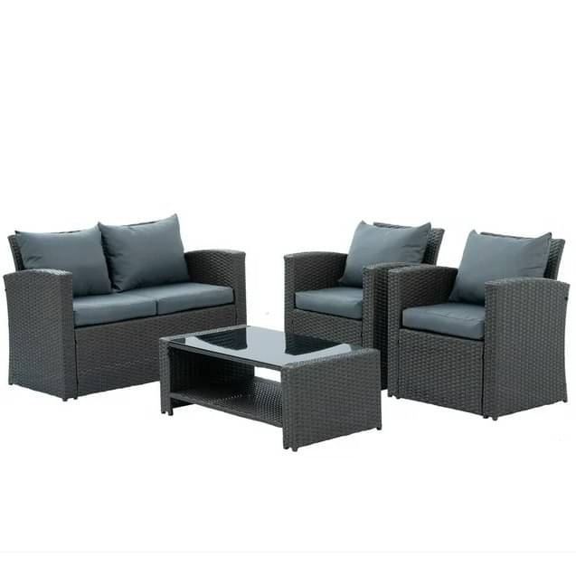 4 PCS Wicker Rattan Outdoor Sofa Set