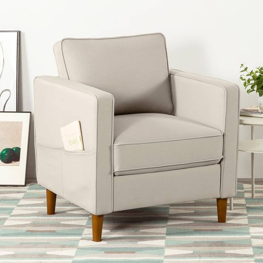 Sapa Fabric 1 Seater Sofa In Beige Colour