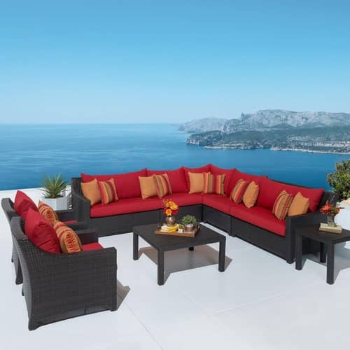 Rattan Waterproof Sectional Sofa Set with Side and Center Table