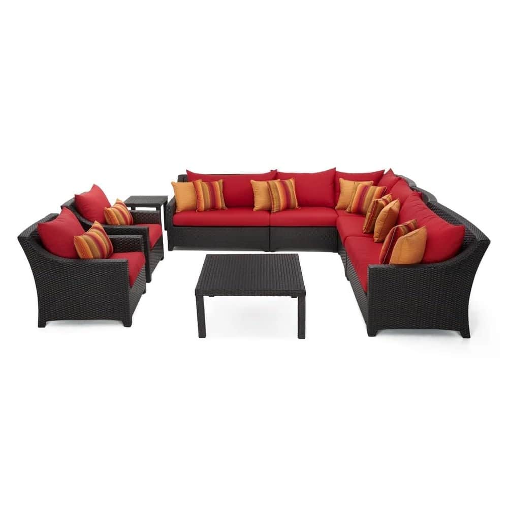 Rattan Waterproof Sectional Sofa Set with Side and Center Table - front_view