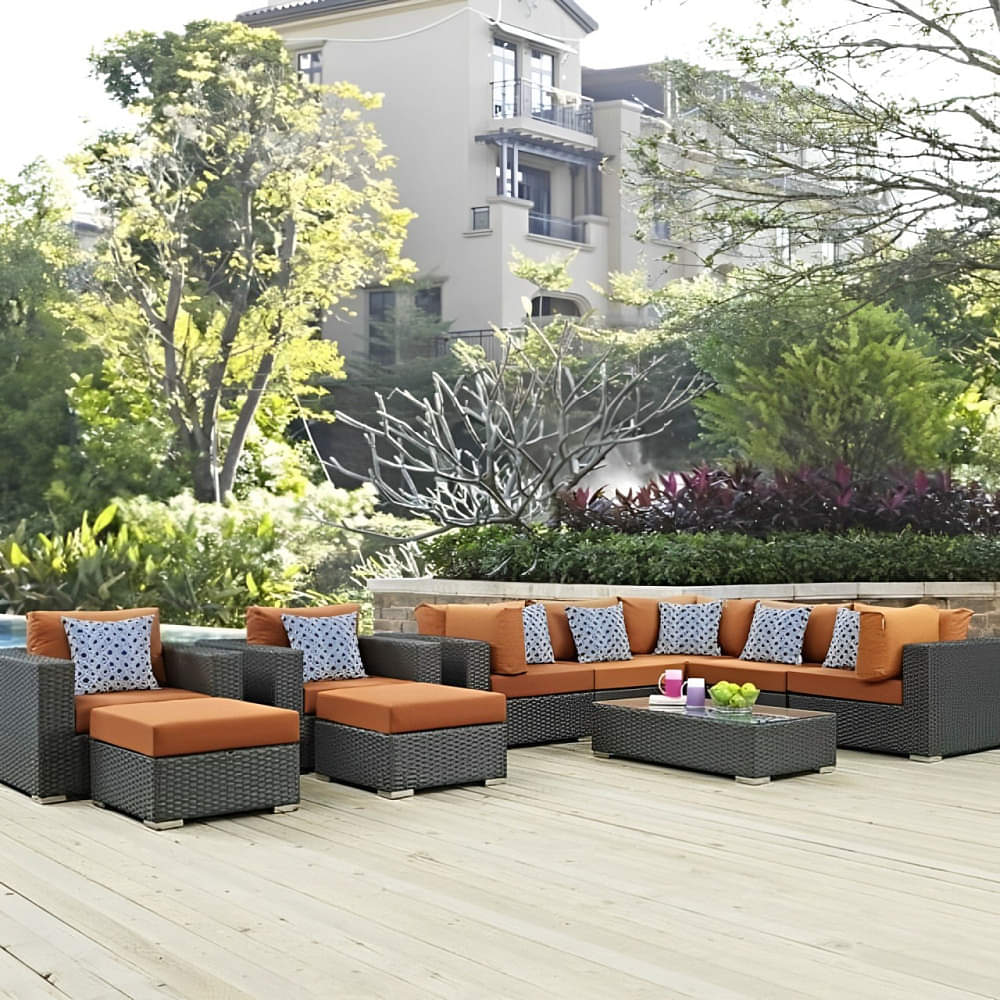 Argo Wicker 9 Seater Outdoor Conversation Patio Furniture Set - photo