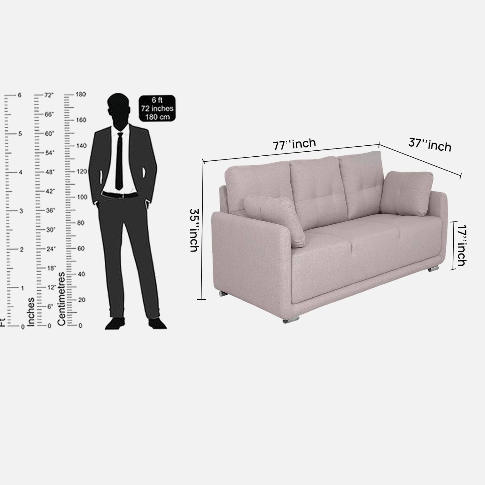 Sapa 3 Seater Sofa in Beige Colour