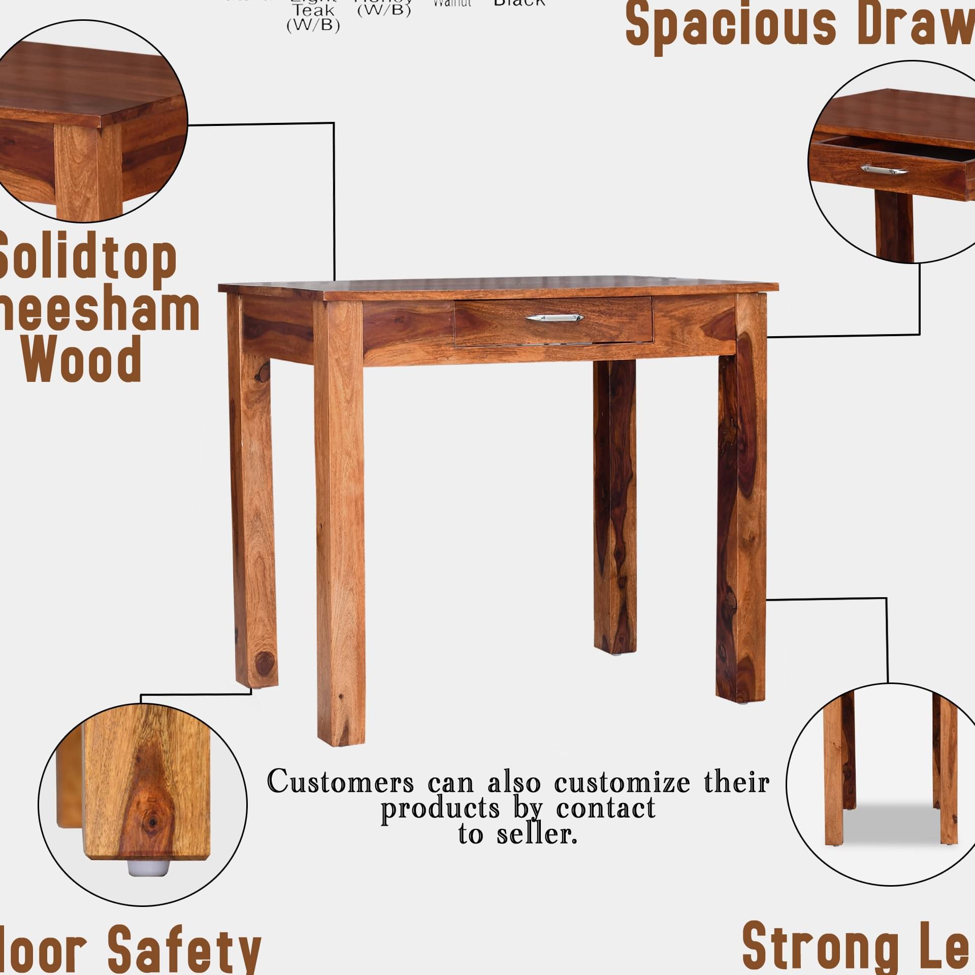 Warren Sheesham Wood Study Desk with Drawer