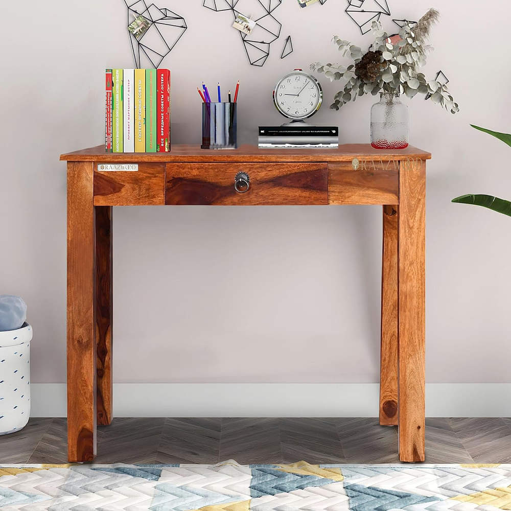 Warren Sheesham Wood Study Desk with Drawer - photo
