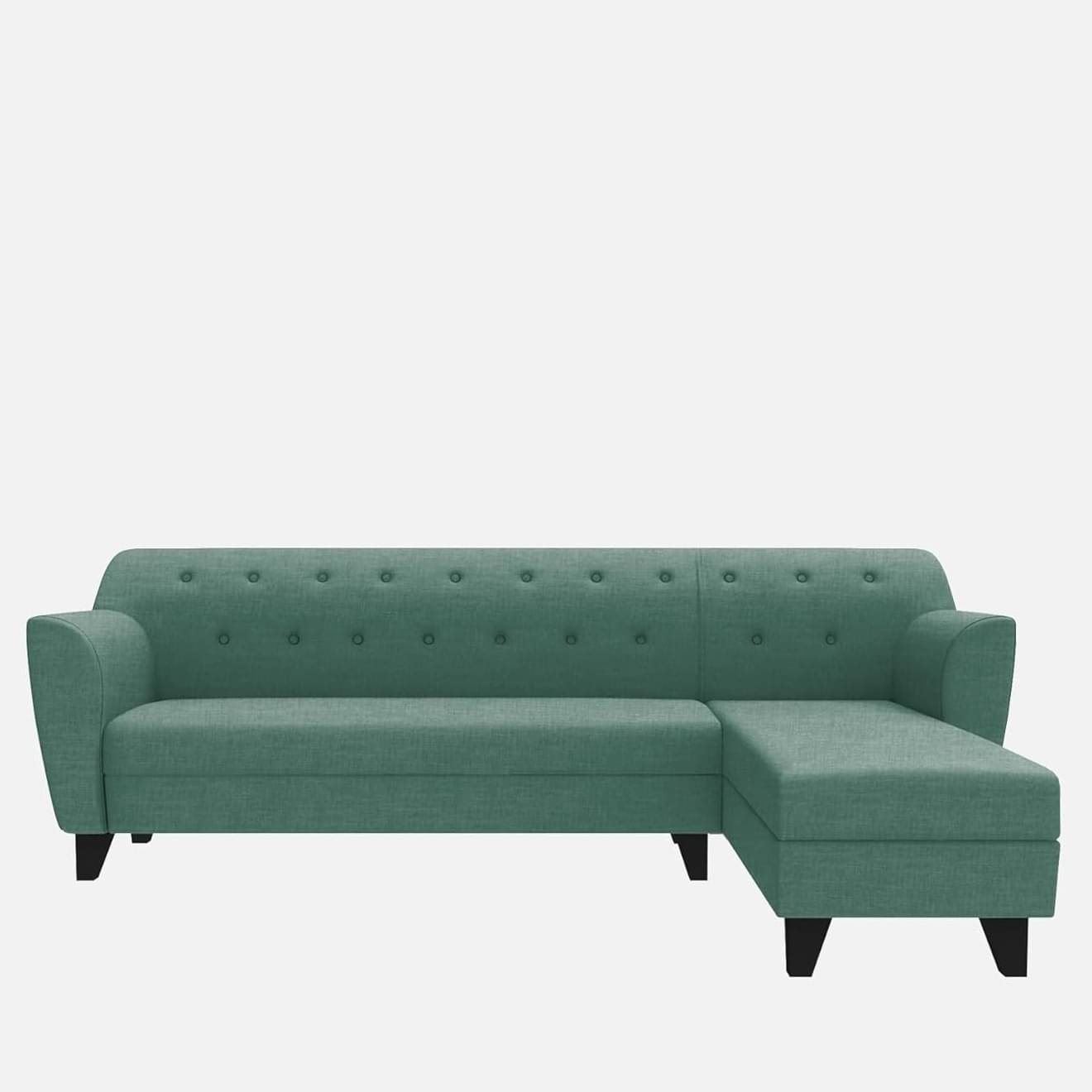 Jack | Velvet LHS Sectional Sofa in Green Color