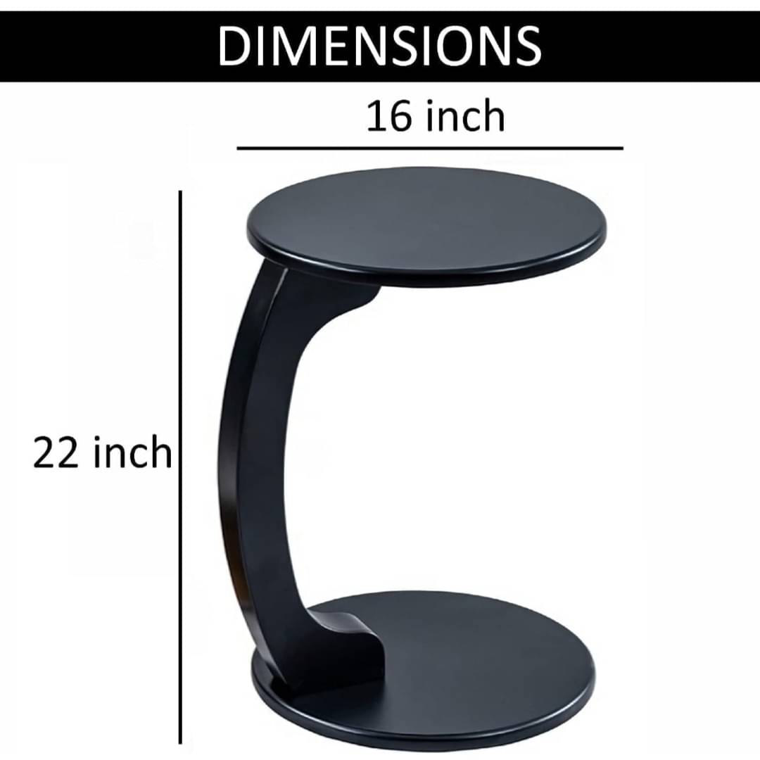 Bristo Round C Shaped End Table with Black Color