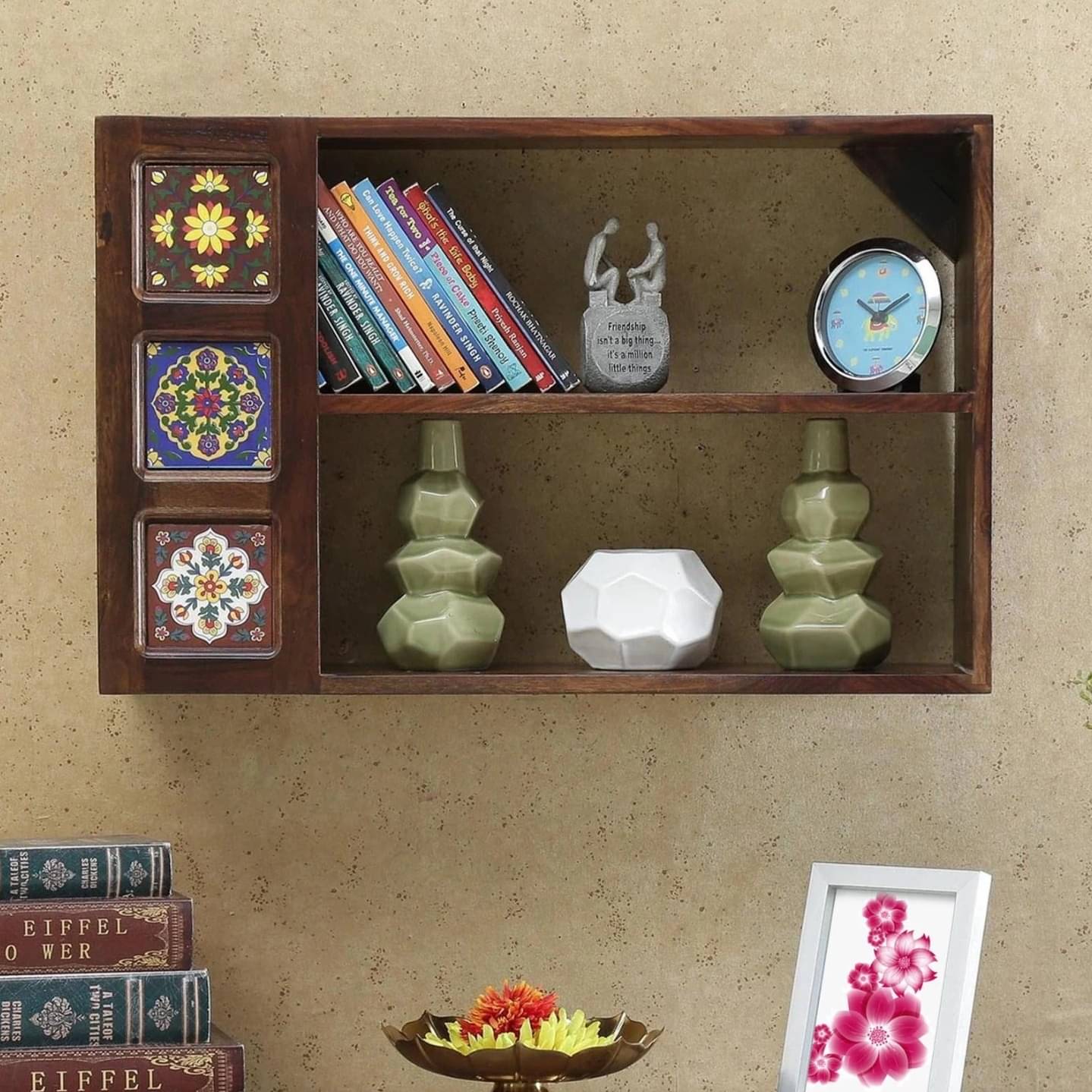 Omega Solid Wooden Wall  Book Shelf