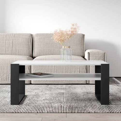 Marin Engineered wooden coffee Table(White & Dark Brown)