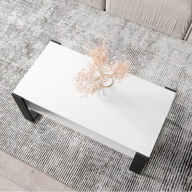Marin Engineered wooden coffee Table(White & Dark Brown) - top_view