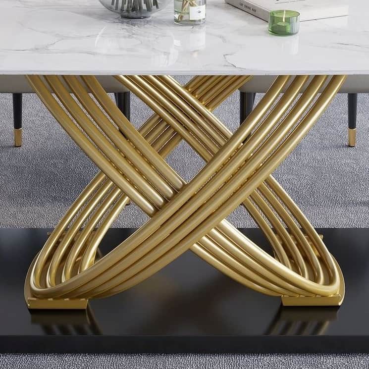 Denver 6 Seater Metal Dining Table - bottom_view