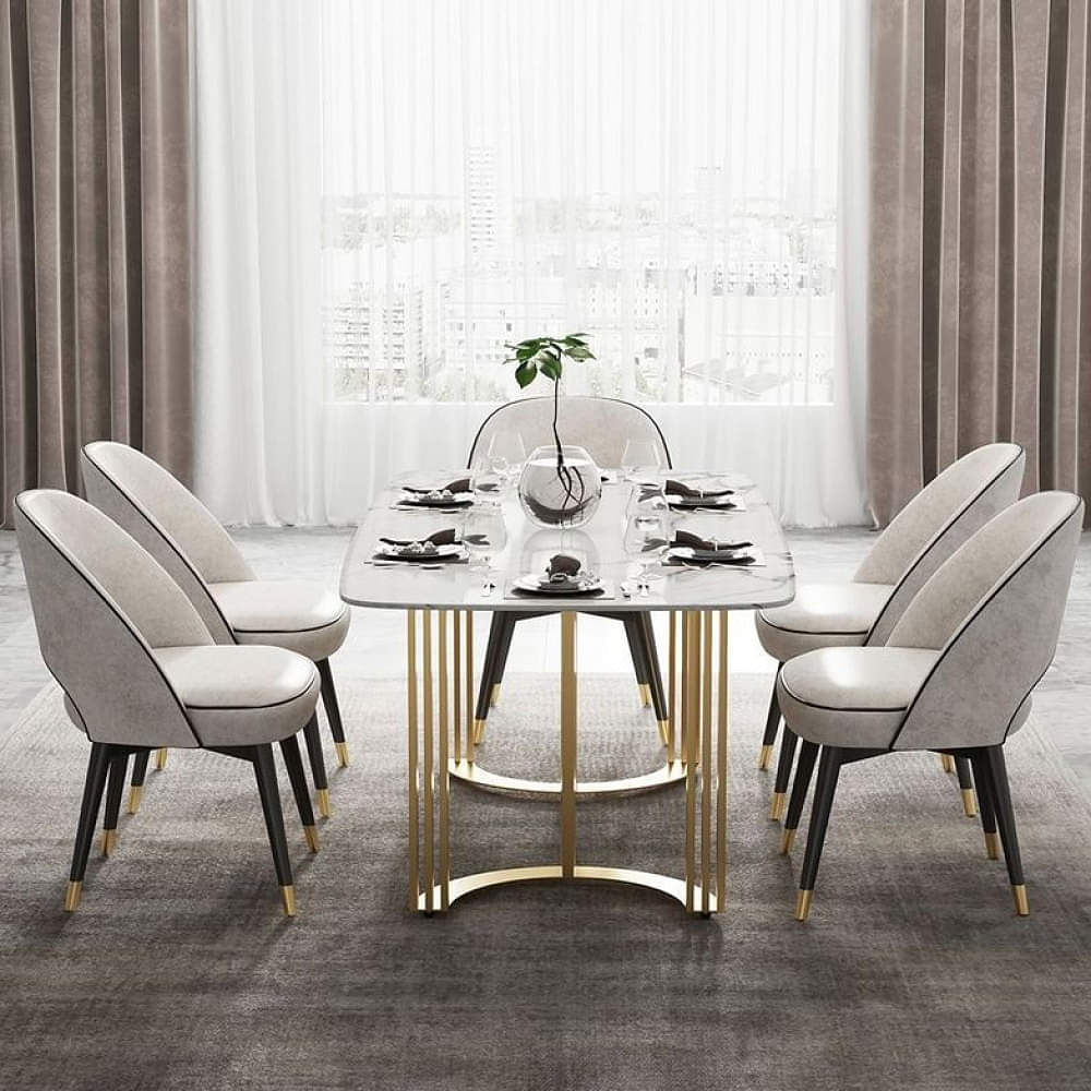 Denver 6 seater Dining Table With Marble Top - photo