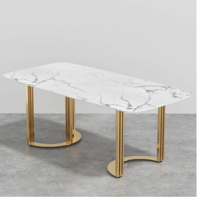 Denver 6 seater Dining Table With Marble Top - rear_view
