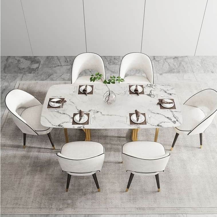 Denver 6 seater Dining Table With Marble Top - left_view