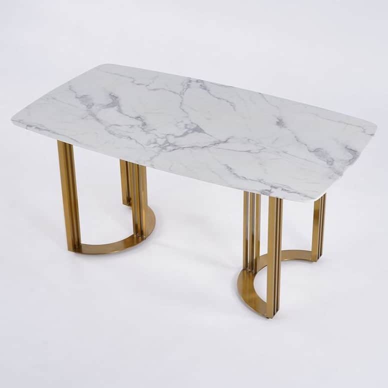 Denver 6 seater Dining Table With Marble Top - right_view