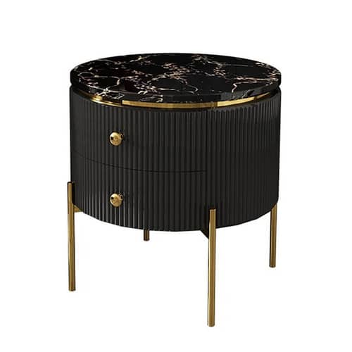 Kosmo Black Wooden Side Table with Drawers