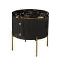 Kosmo Black Wooden Side Table with Drawers - top_view