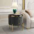 Kosmo Black Wooden Side Table with Drawers - left_view