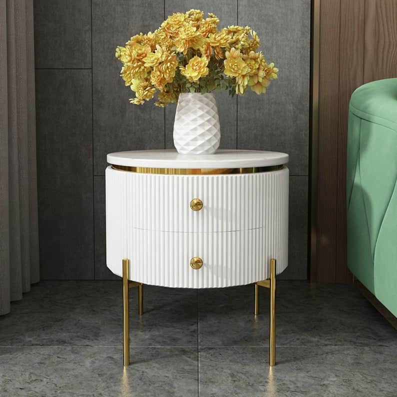 Kosmo Side Table in Black & White Color - front_view