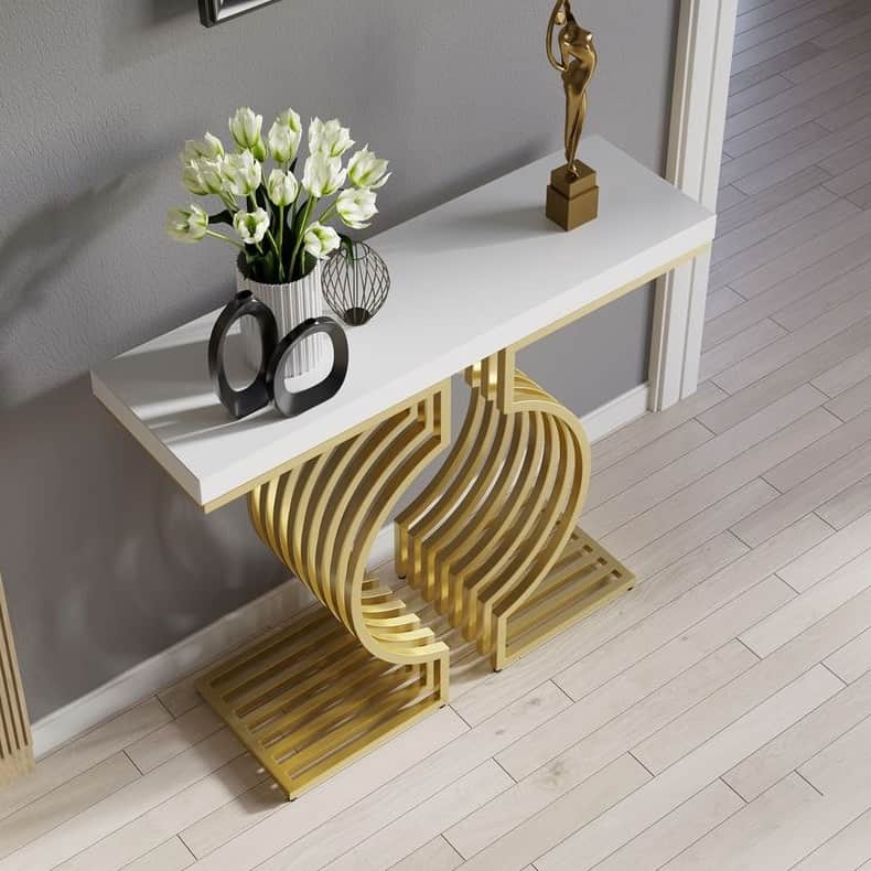 Novella Console Table with Metal Base - front_view
