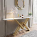 Novella Gold & White Metal Console Table - top_view