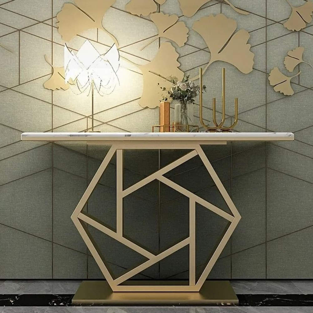 Alzey Metal Console Table In Hexagonal Design - photo